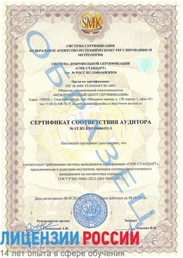 Образец сертификата соответствия аудитора №ST.RU.EXP.00006191-3 Новоалтайск Сертификат ISO 50001